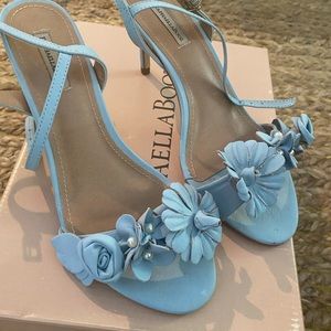 BHLDN Raphaella Booz Blue Bloomed Heels